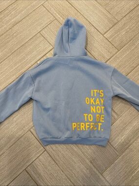 SHEIN Light Blue Hoodie with Yellow Motivational Print